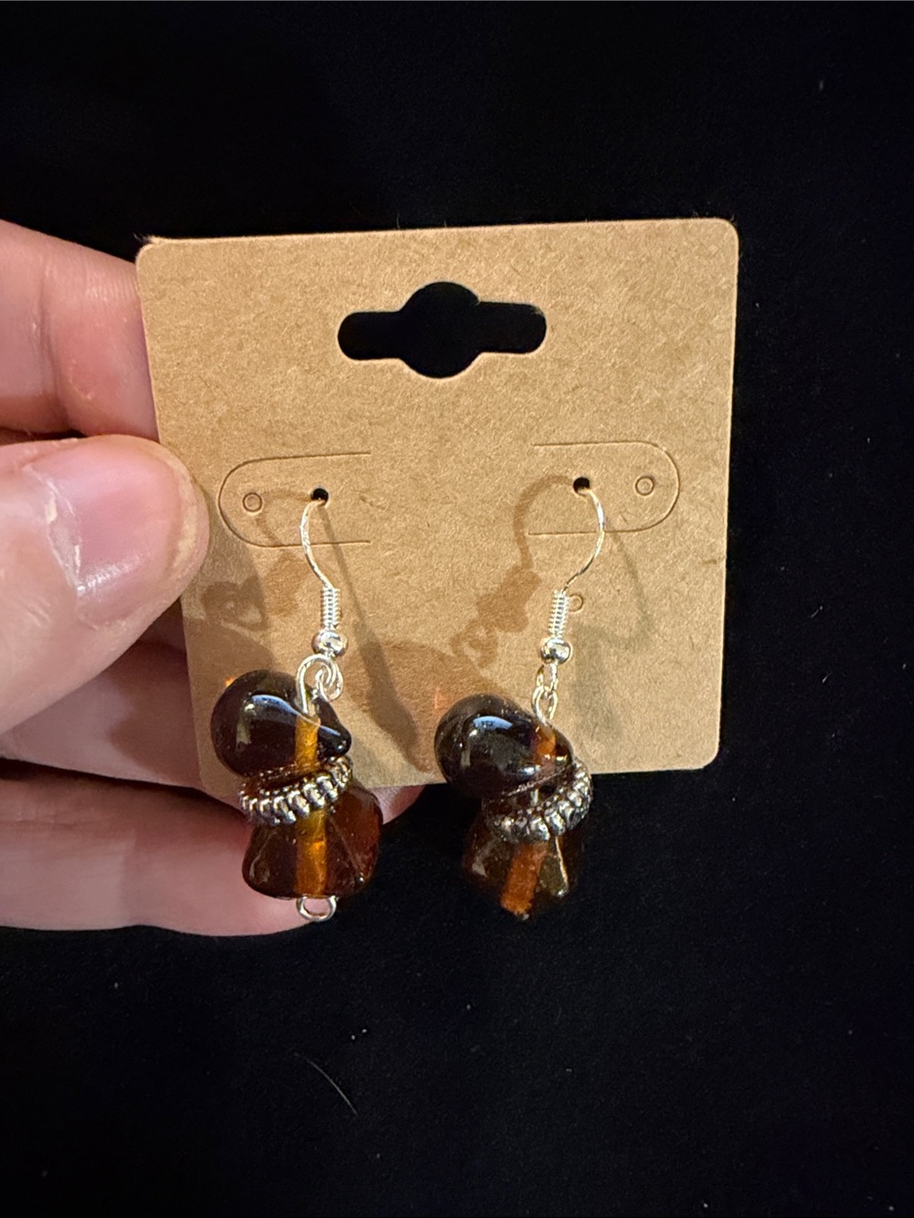Amber Glass Bead Dangle Earrings - Women Jewelry
